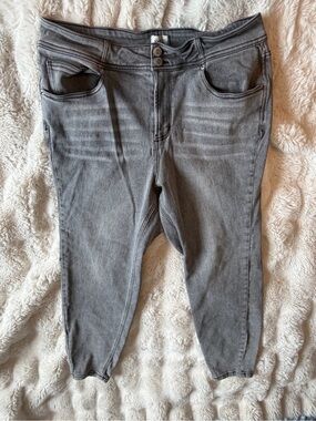 Seas 78 & Sunny Gray Stretch Skinny Jeans 16W Double Button Wantable